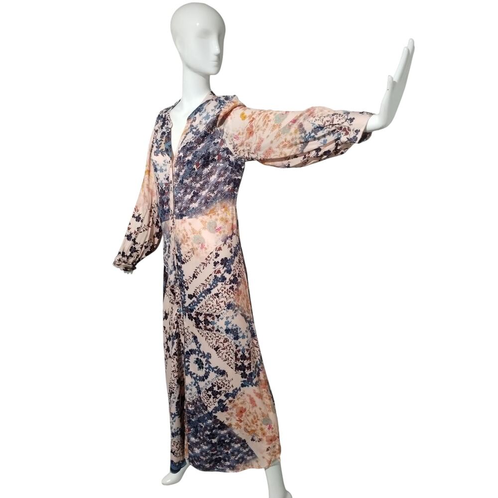 Soft Surroundings Floral Viscose Maxi Casual Beach Resortwear Button up Dress